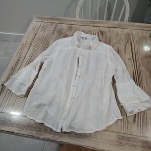 Liverpool White Textured Blouse Size Medium